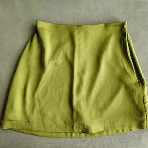 Abercrombie Chartreuse Satin Skort for Brat Summer
